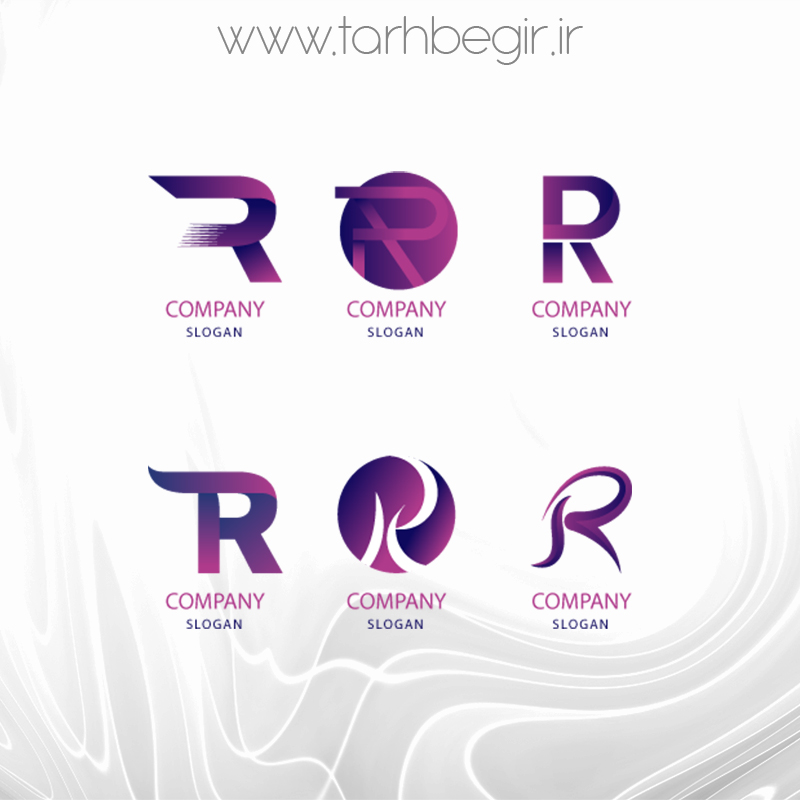 طرح لایه باز لوگو حرف R
