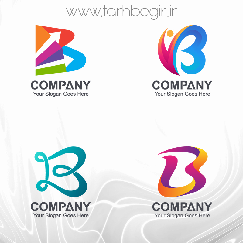 طرح لایه باز لوگو حرف B 